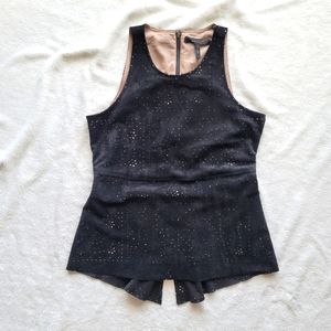 BCBG Faux suede black full zipper split back SZ small